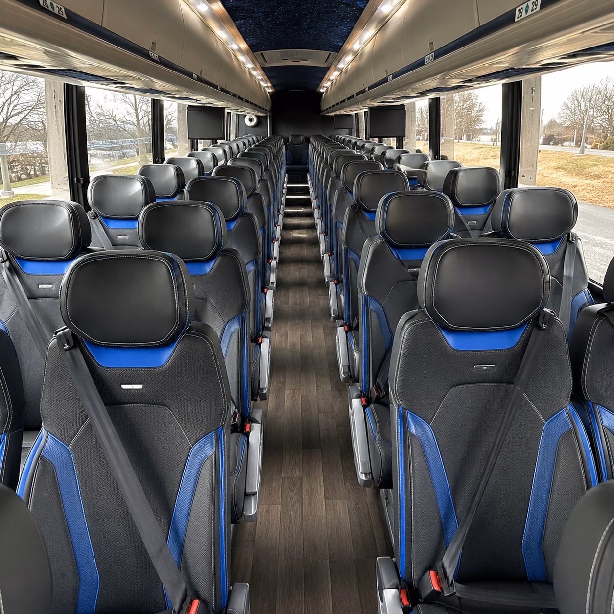 56 passenger charter bus inside